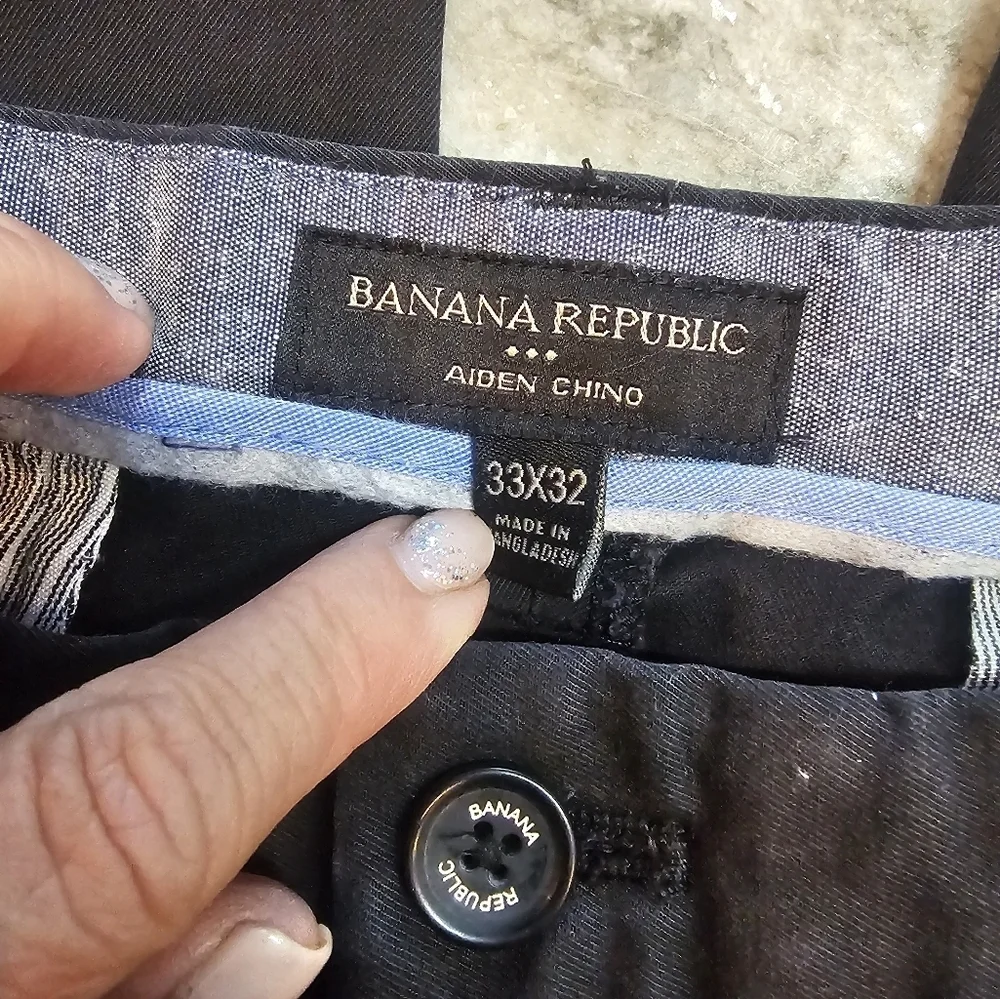 Banana Republic Aiden Chino Pants Men’s 33x32 Black Stretch Cotton